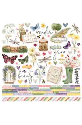 Simple Vintage Meadow Flowers - Stickers 12x12"