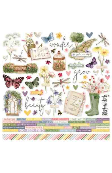 Simple Vintage Meadow Flowers - Stickers 12x12"