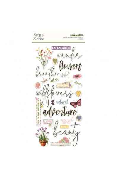 Simple Vintage Meadow Flowers - Foam Stickers