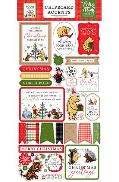 Winnie the Pooh Christmas - Chipboard Accents