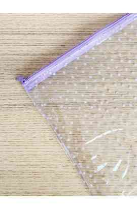 Astuccio A4 in plastica trasparente con pois lilla