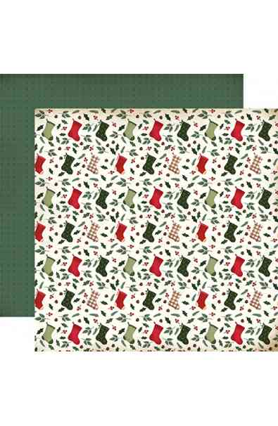 A Vintage Christmas - Carta 12x12" Stockings And Holly