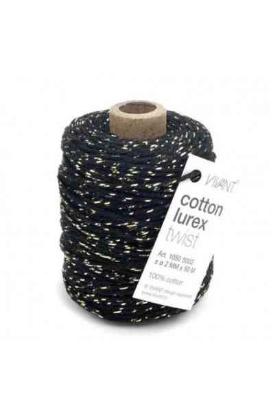 Bobina Twine Cotone/Lurex 2mm Nero