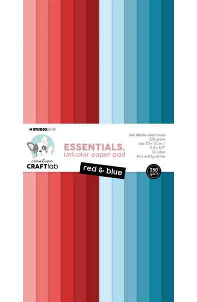 Essential Unicolor Paper Pad 15x30 Red & Blue