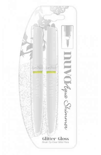 Aqua shimmer glitter brush tip Clear
