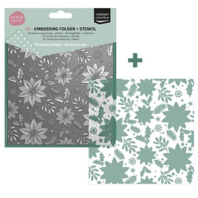 Embossing Folder + Stencil - Christmas Rose