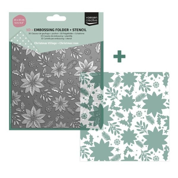 Embossing Folder + Stencil - Christmas Rose
